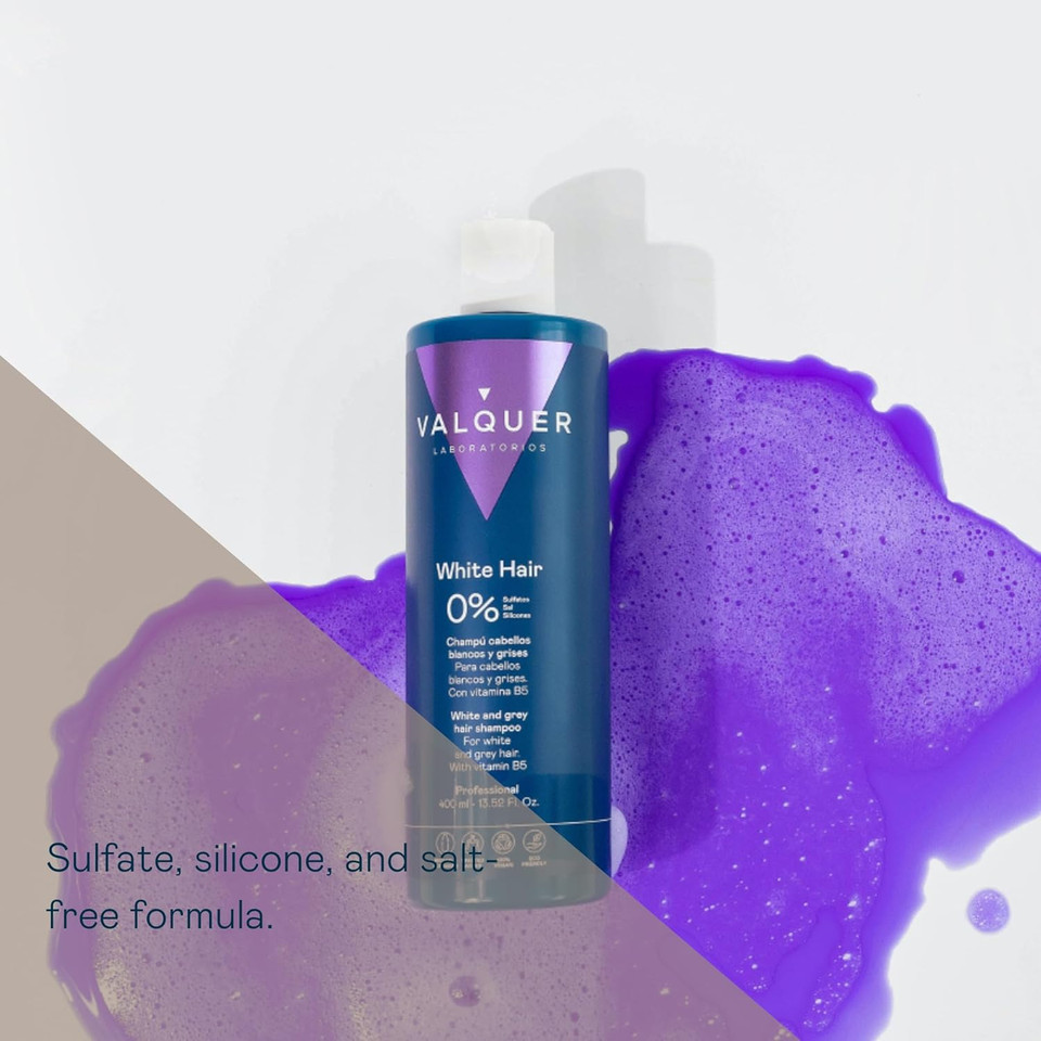 Valquer Profesional Shampoo for White and Grey Hair% No Salt, Sulphates, Parabens and Silicones - 400 ml