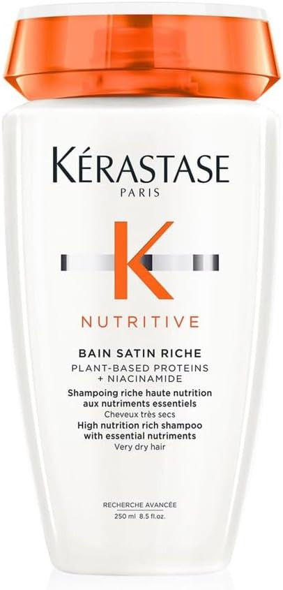 Kérastase Nutritive, Gentle Hydrating Shampoo for Dry Hair, Nourishing Protein Formula with Niacinamide, Moisturises, Softens and Restores Shine, Bain Satin