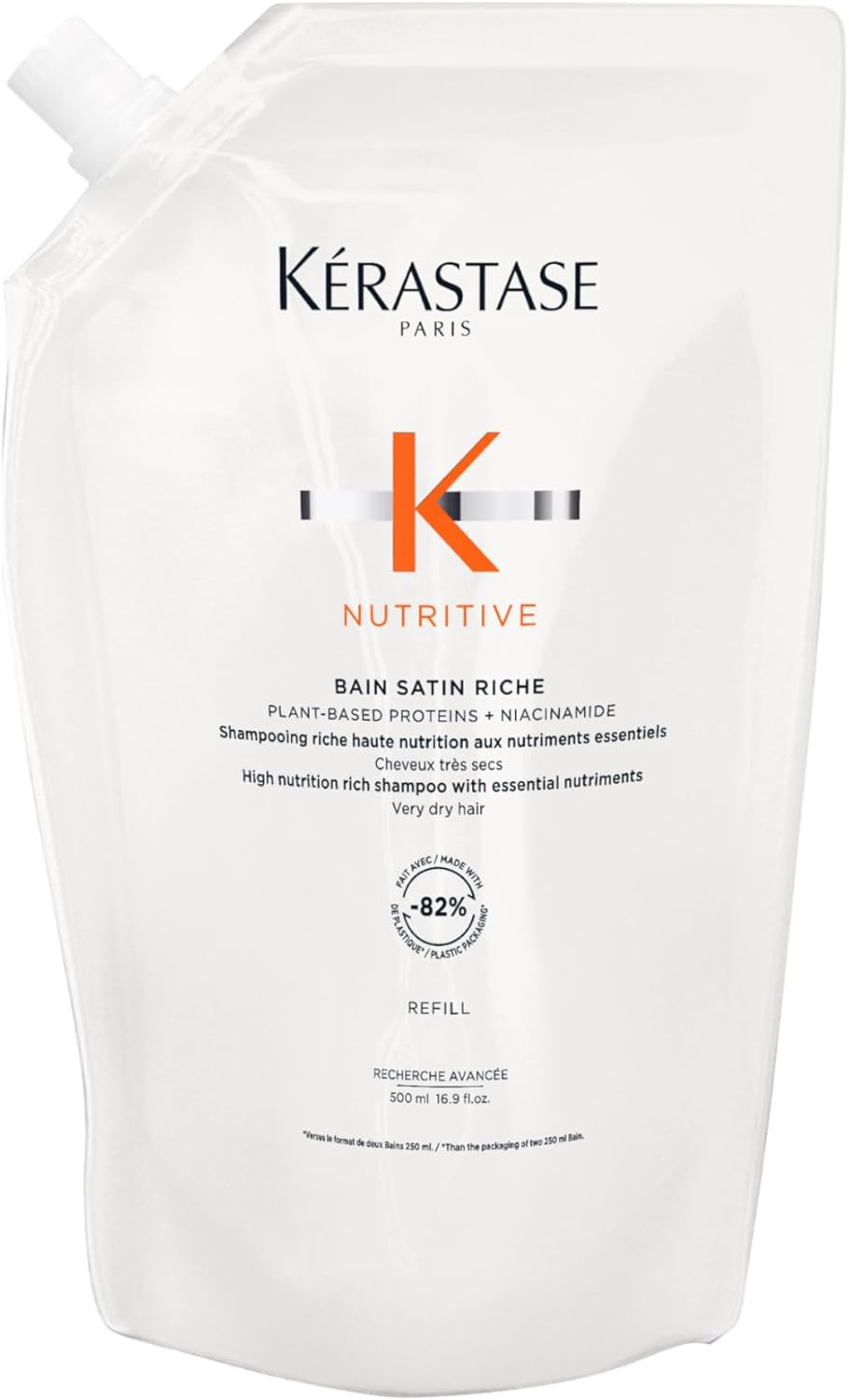 Kérastase Nutritive, Gentle Hydrating Shampoo for Dry Hair, Nourishing Protein Formula with Niacinamide, Moisturises, Softens and Restores Shine, Bain Satin