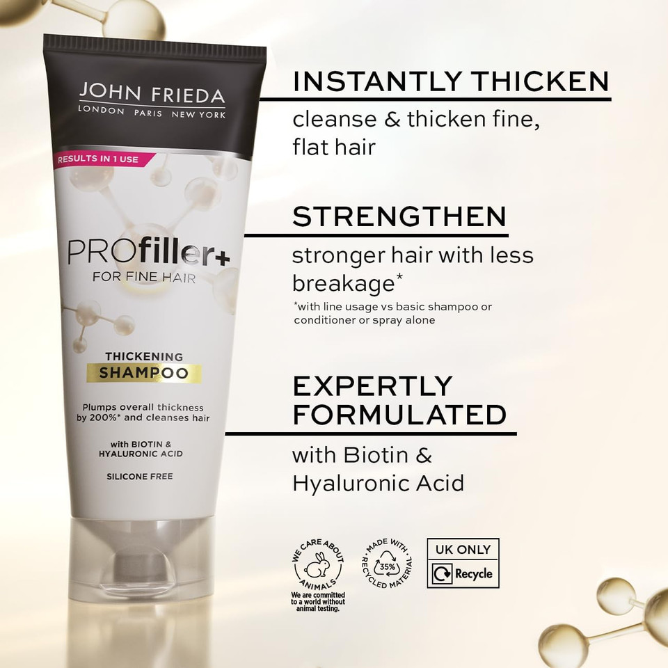 John Frieda PROfiller+ Hair Thickening Bundle: Shampoo and Conditioner 250ml, Thickening Spray 150ml and Super Fluid 100ml