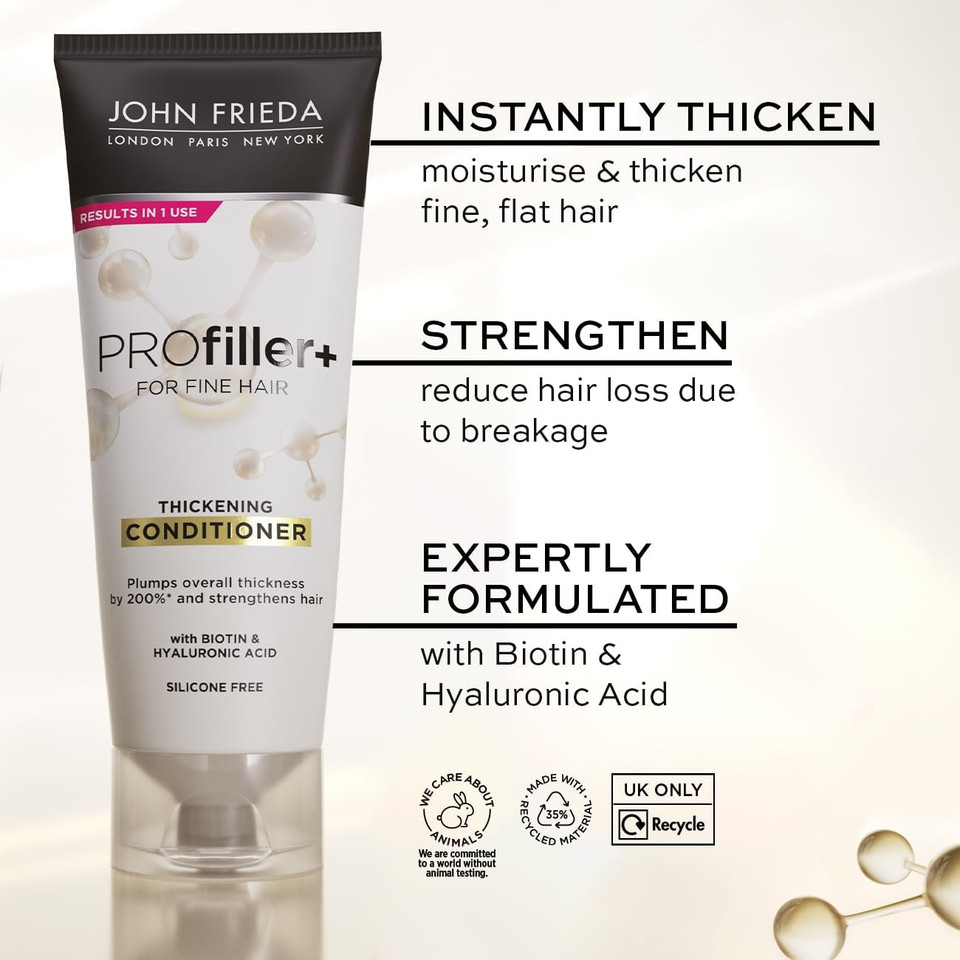 John Frieda PROfiller+ Hair Thickening Bundle: Shampoo and Conditioner 250ml, Thickening Spray 150ml and Super Fluid 100ml