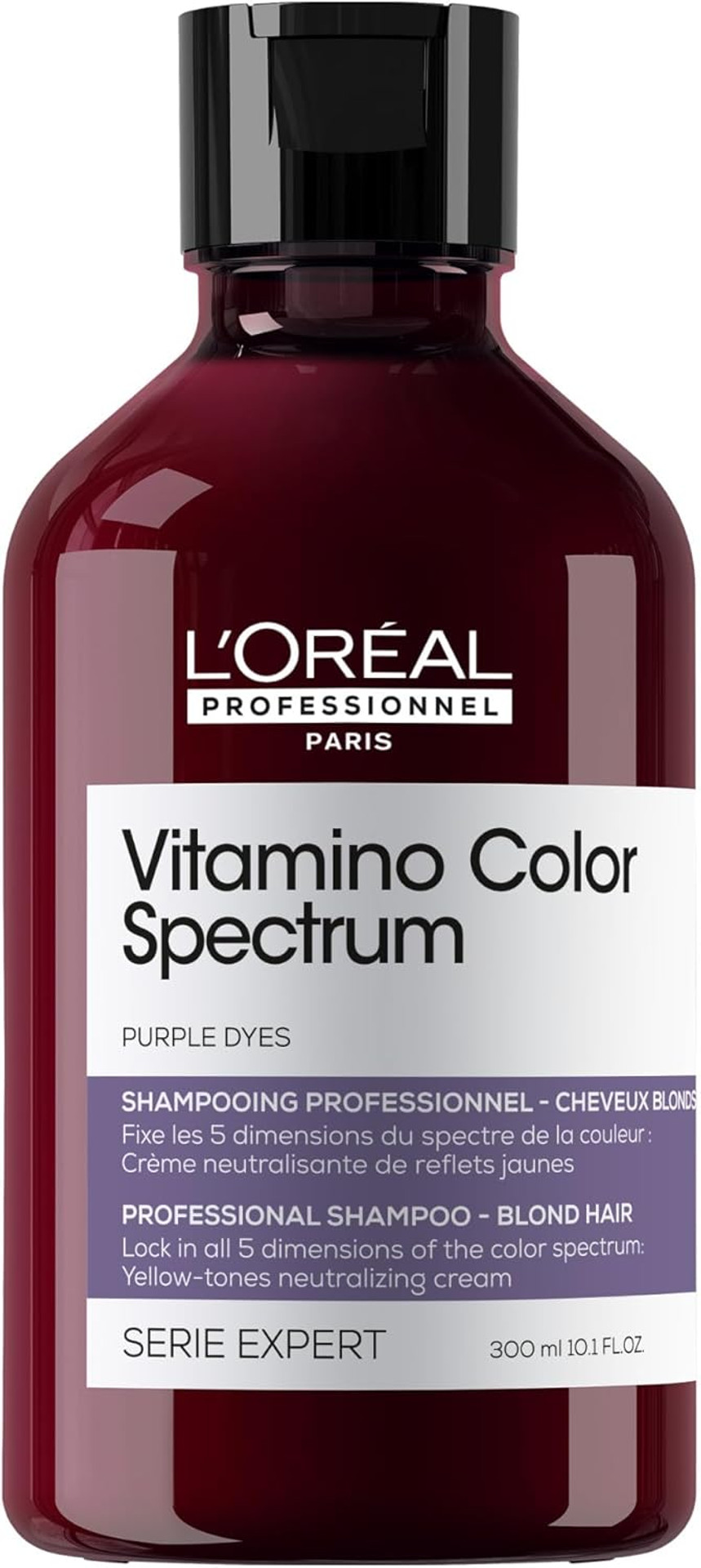 L'Oréal Professionnel Vitamino Color Spectrum Purple Tinted Shampoo 300ml, For Blonde Coloured Hair, With Ferulic Acid + Citric Acid, Neutralise Undesired Yellow Undertones