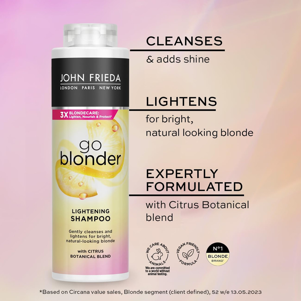 John Frieda Go Blonder Lightening Shampoo & Conditioner & Controlled Lightening Spray: for Blonde Hair, 2x500 ml, 1x100ml