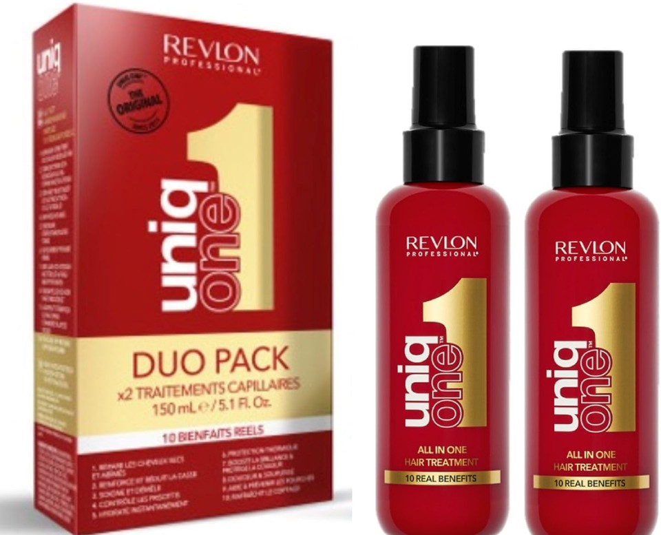 Revlon Professional UniqOne Leave In Conditioner Classic Duo Pack, Gifts For Women/Men, Hair Treatment For Shine And Frizz Control (2 x 150ml)