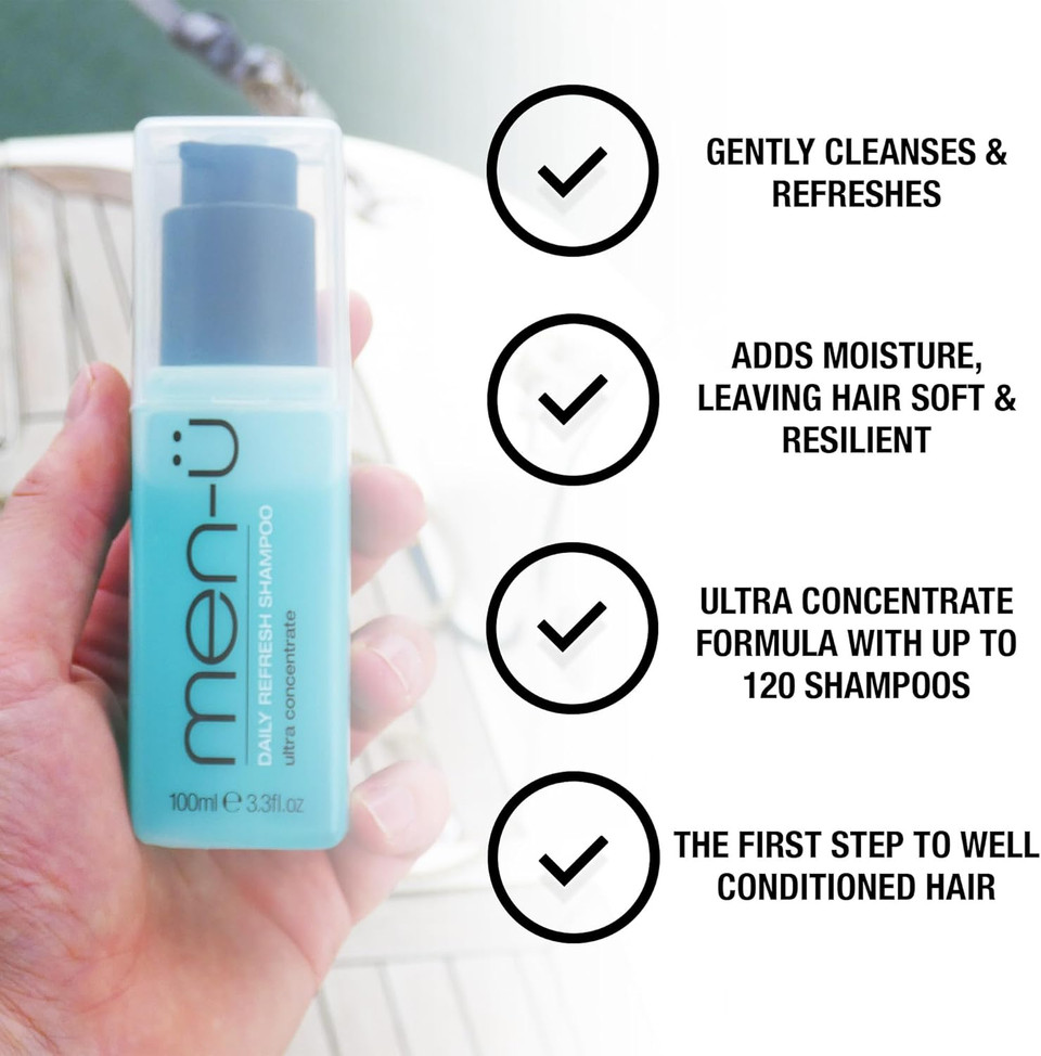 men-ü REFILL KIT - DAILY REFRESH SHAMPOO, Up to 240 Shampoos, Vegan, Mens Shampoo, Cleanses and Refreshes, Eco-friendly