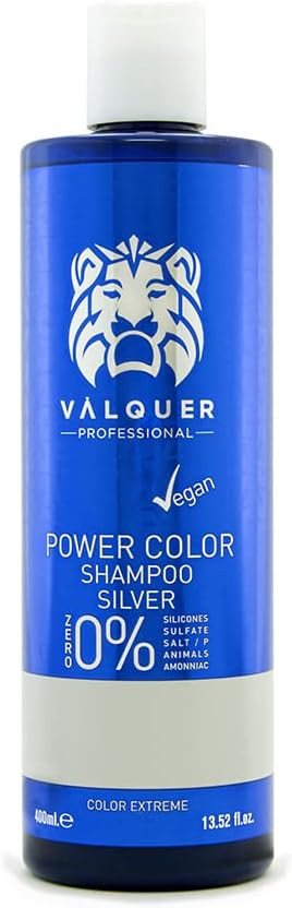Valquer Power Color Shampoo Vegan Formula Sulfate- Hair Colour 400ml (Silver)
