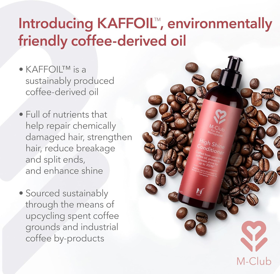 M-Club High Shine Menopause Conditioner  Hair Strengthening & Nourishing to Revilatise Menopausal Hair  Upcycled Coffee Oil for 300% More Shine  Vegan, Anti-Frizz & Eco-Friendly Formula - 2x 250ml