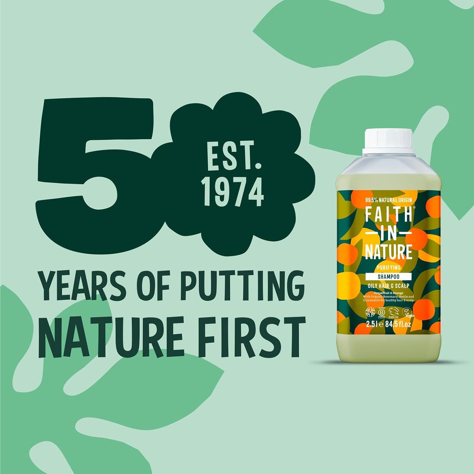 Faith In Nature Natural Dragon Fruit Shampoo, Revitalising for Oily Hair & Scalp, Vegan & Cruelty Free, No SLS, Silicones or Parabens, 2.5L Refill