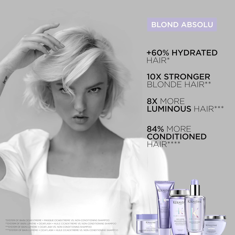 Kérastase Blond Absolu, Hydrating Illuminating Shampoo, For Lightened, Highlighted and Grey Hair, With Hyaluronic Acid & Edelweiss Flower Kérastase Blond Absolu, Hydrating Illuminating Shampoo, For Lightened, Highlighted and Grey Hair, With Hyaluronic Acid & Edelweiss Flower