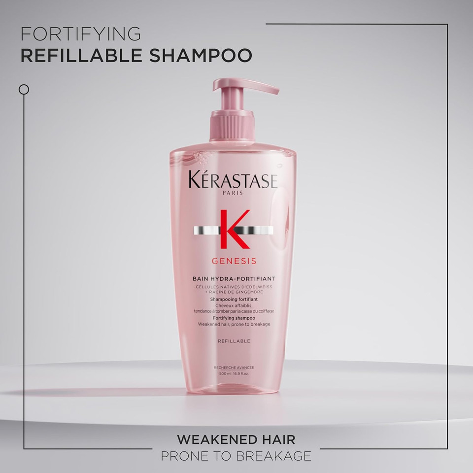 Kérastase Genesis, Nourishing & Fortifying Shampoo, For Weakened Hair, With Ginger Root & Edelweiss Flower, Bain Hydra-Fortifiant