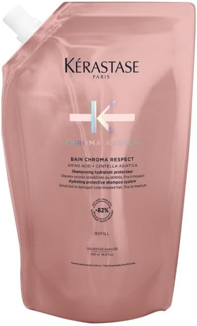 Kérastase Chroma Absolu, Hydrating and Protective Shampoo, Sensitised or Damaged Color-Treated Hair, Fine To Medium, With Glycerin, Amino Acid and Hyaluronic Acid, Bain Chroma Respect