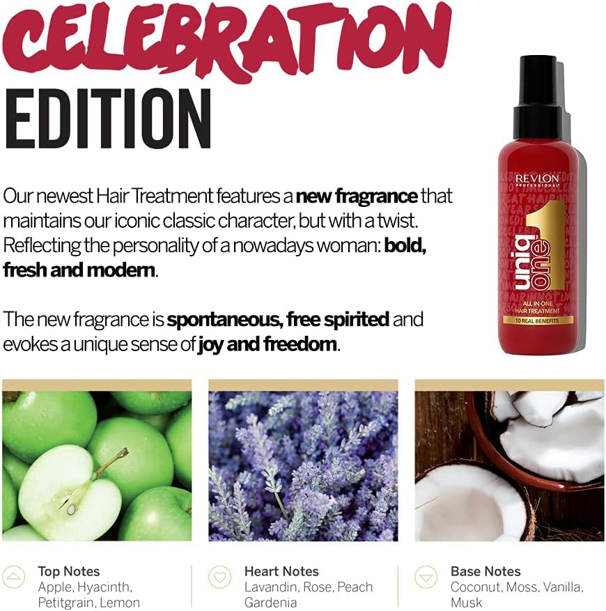 Revlon Professional UniqOne Celebration Edition Hair Treatment Duo Pack, Gifts for Women/Men, To Control Frizz, Detangling & Condition Hair (2 x 150ml)