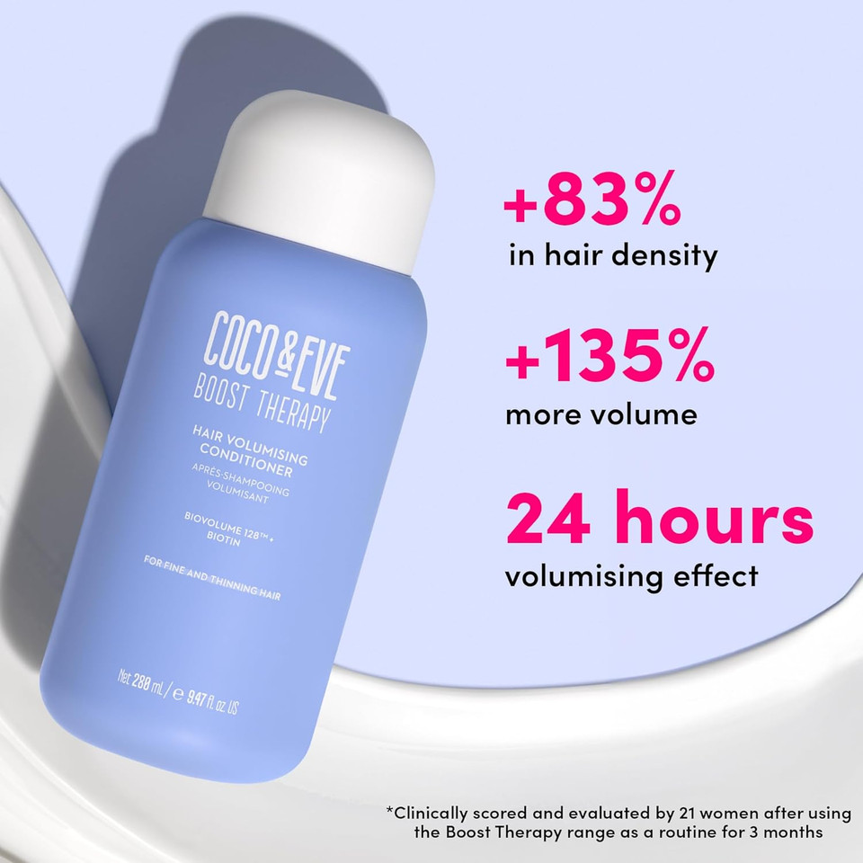 Coco & Eve Boost Therapy Hair Volumising Conditioner with Biotin to Target Fine, Thinning Hair, Increase Volume and Density. Smoothes Strengthens & Thickens for Fuller Healthier Hair (280ml)