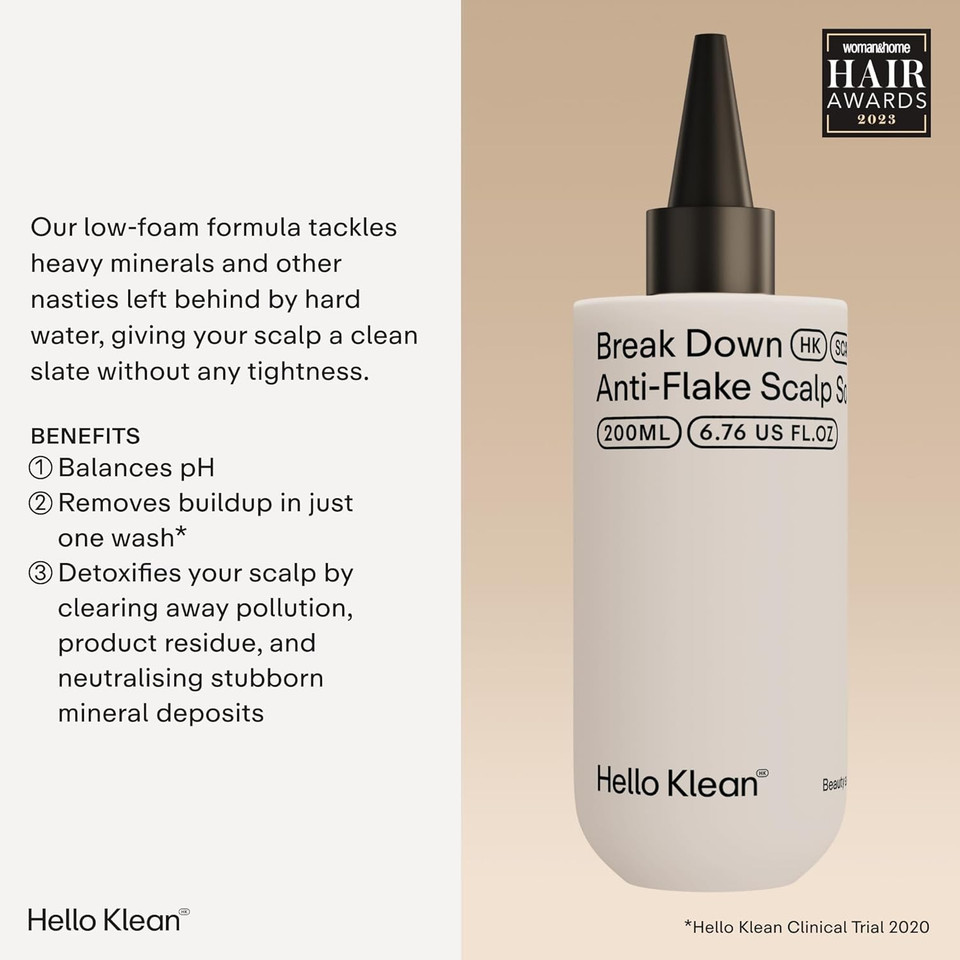 Hello Klean Break Down Anti-Flake Scalp Soak - Breaks Down Product & Hard Water Mineral Build Up - Cleanse, Detoxify & Hydrate Your Scalp - Prevent Overproduction of Oil with Apple Cider Vinegar