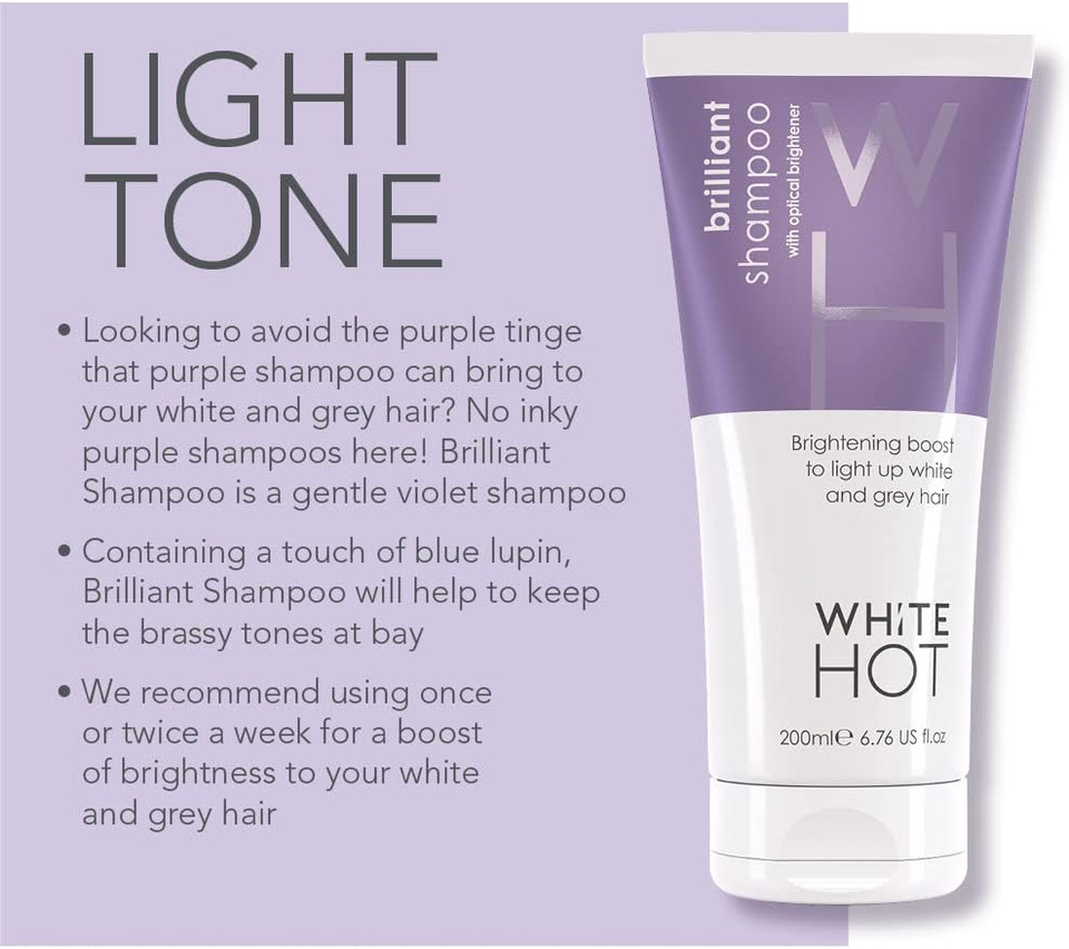 White Hot Boost and Shoosh Duo : Brilliant Shampoo and Shooshing Crème : Keep brassiness at bay, brighten grey and white hair, combat yellowing, bring volume and oomph