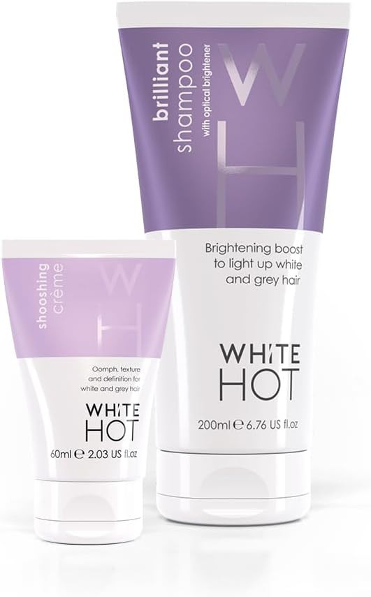 White Hot Boost and Shoosh Duo : Brilliant Shampoo and Shooshing Crème : Keep brassiness at bay, brighten grey and white hair, combat yellowing, bring volume and oomph