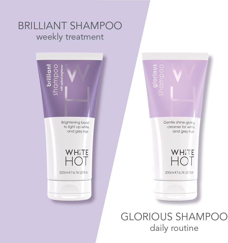White Hot Boost and Shoosh Duo : Brilliant Shampoo and Shooshing Crème : Keep brassiness at bay, brighten grey and white hair, combat yellowing, bring volume and oomph