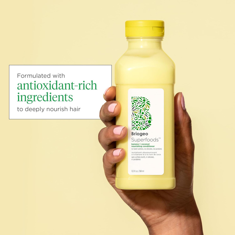 Briogeo Superfoods Banana + Coconut Nourishing Conditioner, Replenish Dull, Dry Hair and Supports Healthy Hair and Scalp, Vegan, Phalate & Paraben-Free - 369ml