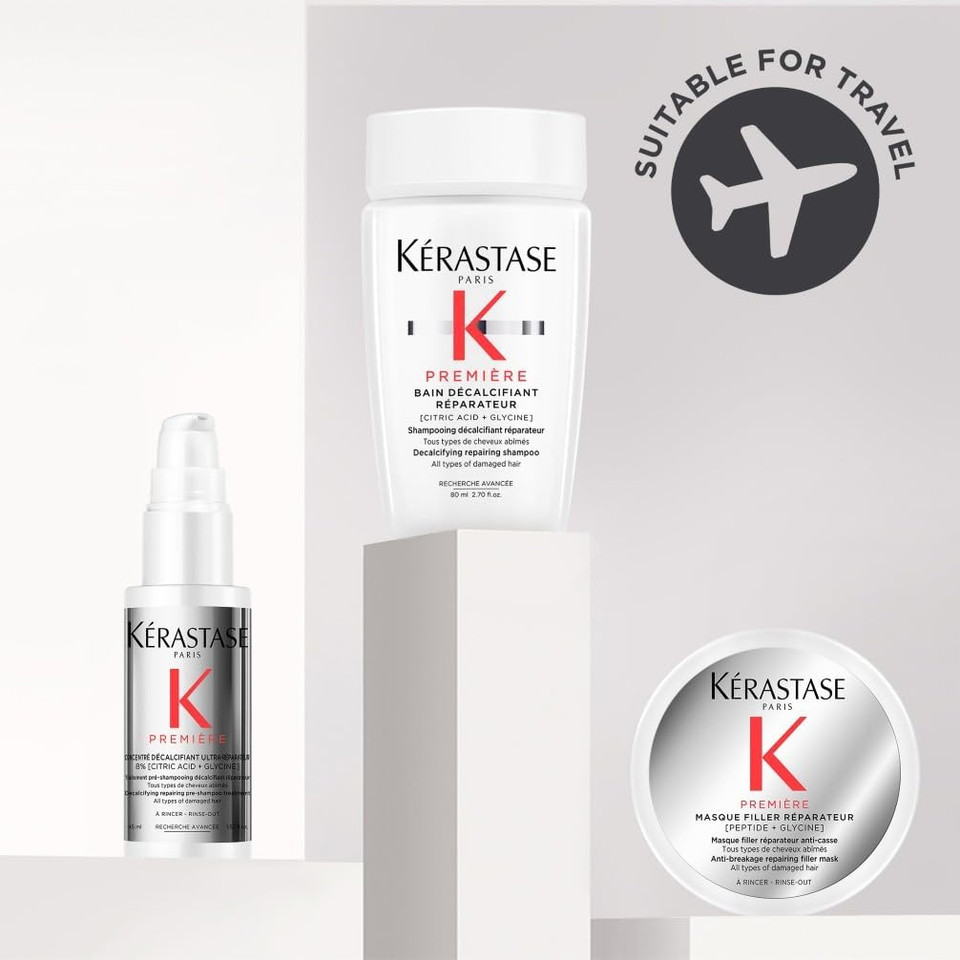 Kérastase Première Discovery Gift Set - Bonding Pre-Shampoo Treatment, Bonding Advanced Repairing Shampoo & Deep Nutrition Mask, Pure Citric Acid, Damaged Hair, Travel Size
