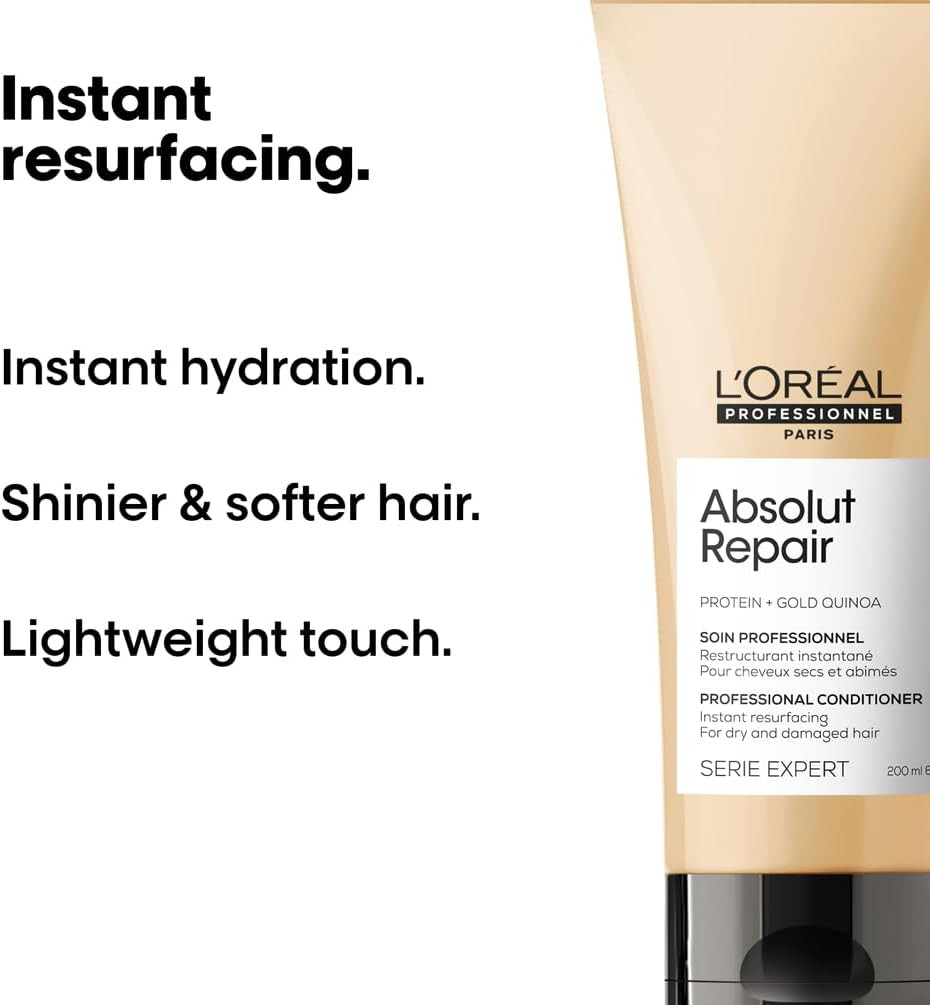 LOréal Professionnel Absolut Repair Shampoo & Conditioner For Dry & Damaged hairMoisturising, Repairing Shampoo & Conditioner Sulphate-Free & Vegan Shampoo 300ml, 200ml