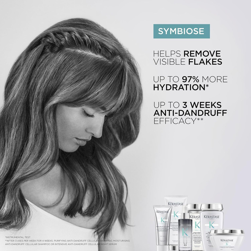 Kérastase Symbiose, Micro-Exfoliating Cellular Anti-Dandruff Hair Treatment with Salicylic Acid, For Sensitive Scalps Prone To Dandruff, Sulphate-Free, Micro-Peeling Cellulaire, 200 ml
