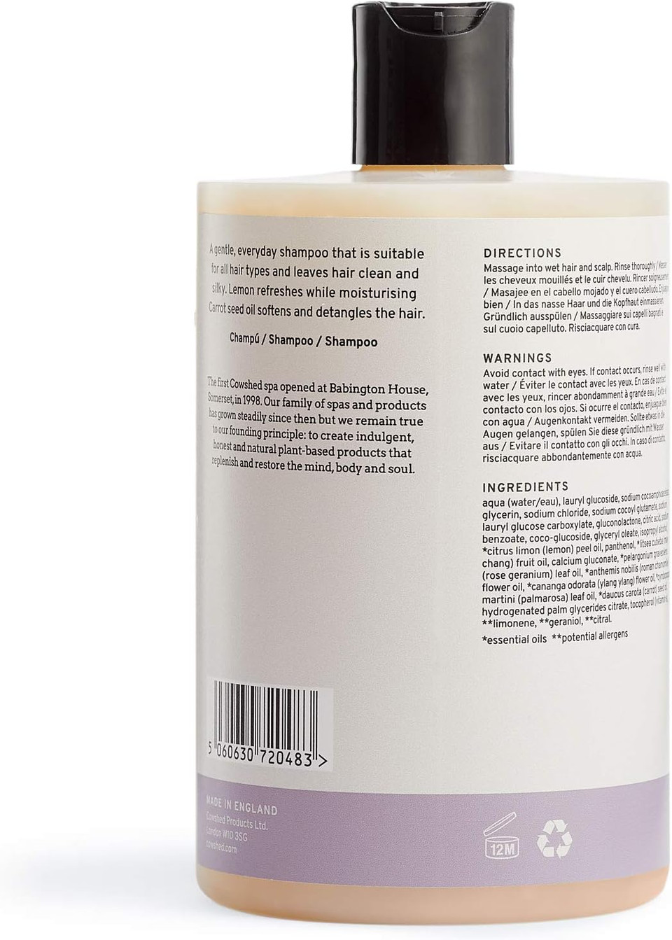 Cowshed Soften Shampoo - 500 ml - Volumising Shampoos for All Hair Types | Everyday Hydrating Shampoo Sulphate and Paraben Free | Vegan Moisturising Shampoos for Fine Hair
