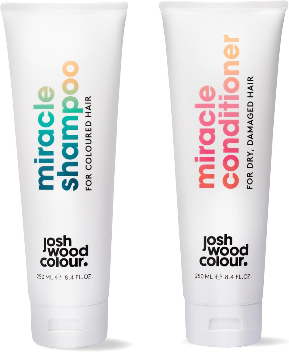 Josh Wood Colour Miracle Shampoo and Conditioner for Dry, Damaged Hair Enriched with Colour Shine Complex, Body Boosting, Nourishing, Colour protecting Hair Cleanser, 2 Bottles