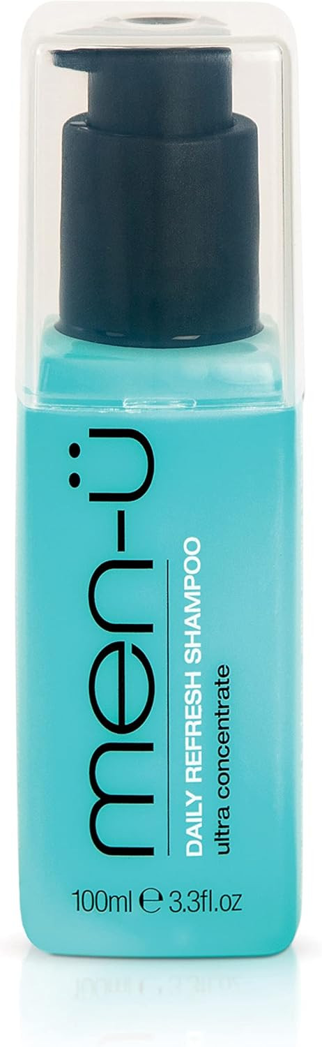 men-ü DAILY REFRESH SHAMPOO 100ml for men, up to 120 shampoos, ultra-concentrate formula = long lasting & high performance - cleanses and refreshes, mens shampoo