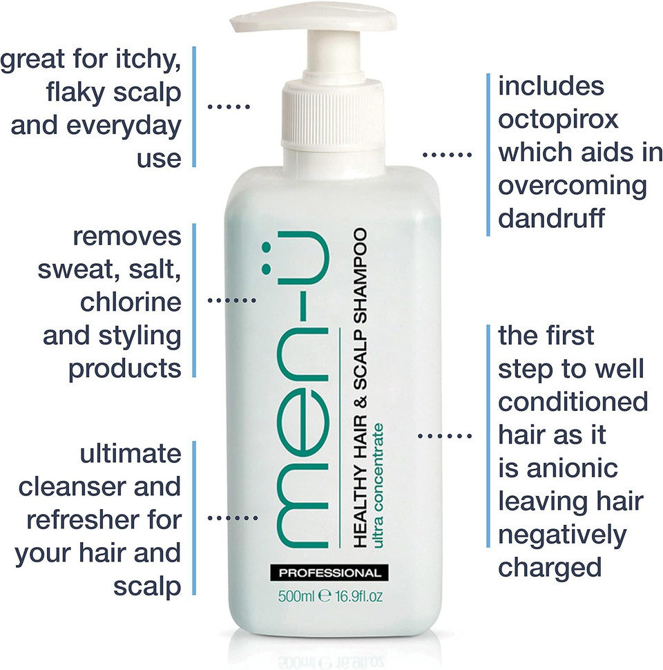 men-ü HEALTHY HAIR & SCALP SHAMPOO 500ml, up to 500 shampoos  Long lasting anti dandruff shampoo, Great for overcoming dandruff, flaky, itchy scalp 500ml