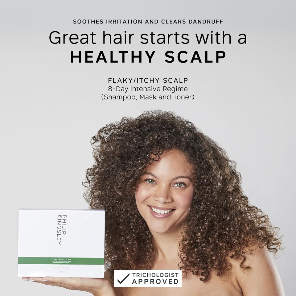 Philip Kingsley | Flaky/Itchy Regime Kit | Anit-Dandruff Shampoo, Toner, and Two Masks For Flaky, Itchy, Dry, Oily Scalps | Cleansing Scalp Care | Kit that Hydrates, Soothes and Calms | Set Of 4