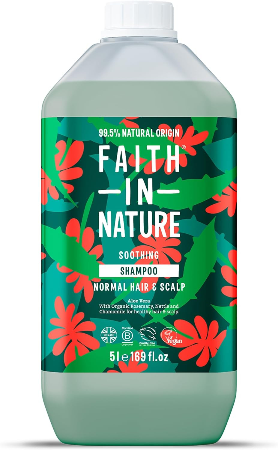 Faith In Nature Natural Shea & Argan Shampoo, Moisturising for Curly Hair & Dry Scalp, Vegan & Cruelty Free, No SLS, Silicones or Parabens, 5L Refill Pack