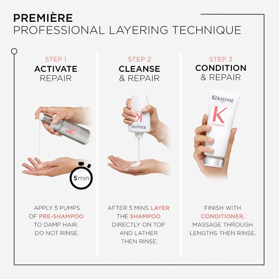 Kérastase Première Bonding Shampoo & Conditioner Duo for Damaged Hair with Pure Citric Acid [STEPS 2 & 3- CLEANSE & CONDITION]