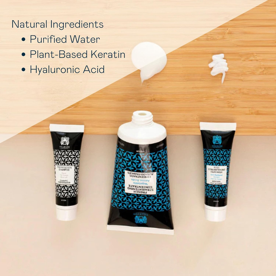 Valquer Professional Pack French Straightening Hair Treatment + Post Treatment Hair Mask - Keratin Straightening (2 Units)