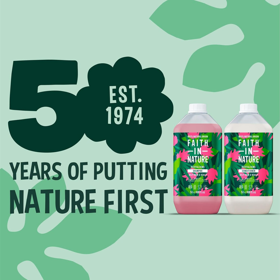 Faith In Nature Natural Dragon Fruit Shampoo and Conditioner Set, Revitalising, Vegan & Cruelty Free, No SLS or Parabens, For Normal to Dry Hair, 2 x 5L Pack