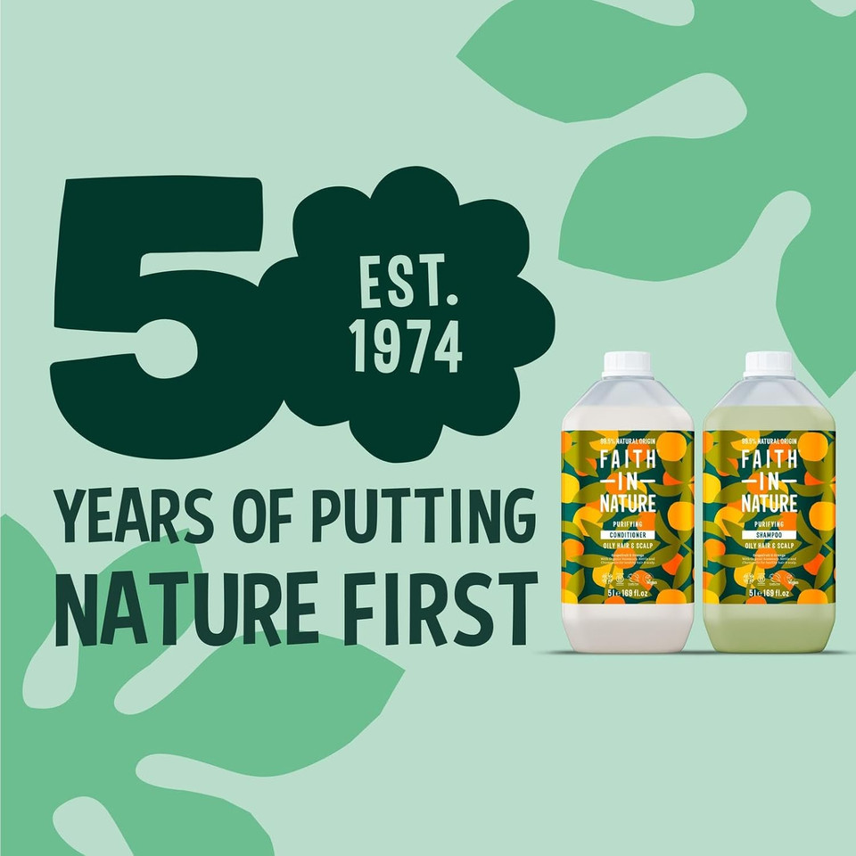 Faith In Nature Natural Grapefruit & Orange Shampoo and Conditioner Set, Invigorating, Vegan & Cruelty Free, No SLS or Parabens, For Normal to Oily Hair, 2 x 5L Pack Faith In Nature Natural Grapefruit & Orange Shampoo and Conditioner Set, Invigorating, Vegan & Cruelty Free, No SLS or Parabens, For Normal to Oily Hair, 2 x 5L Pack