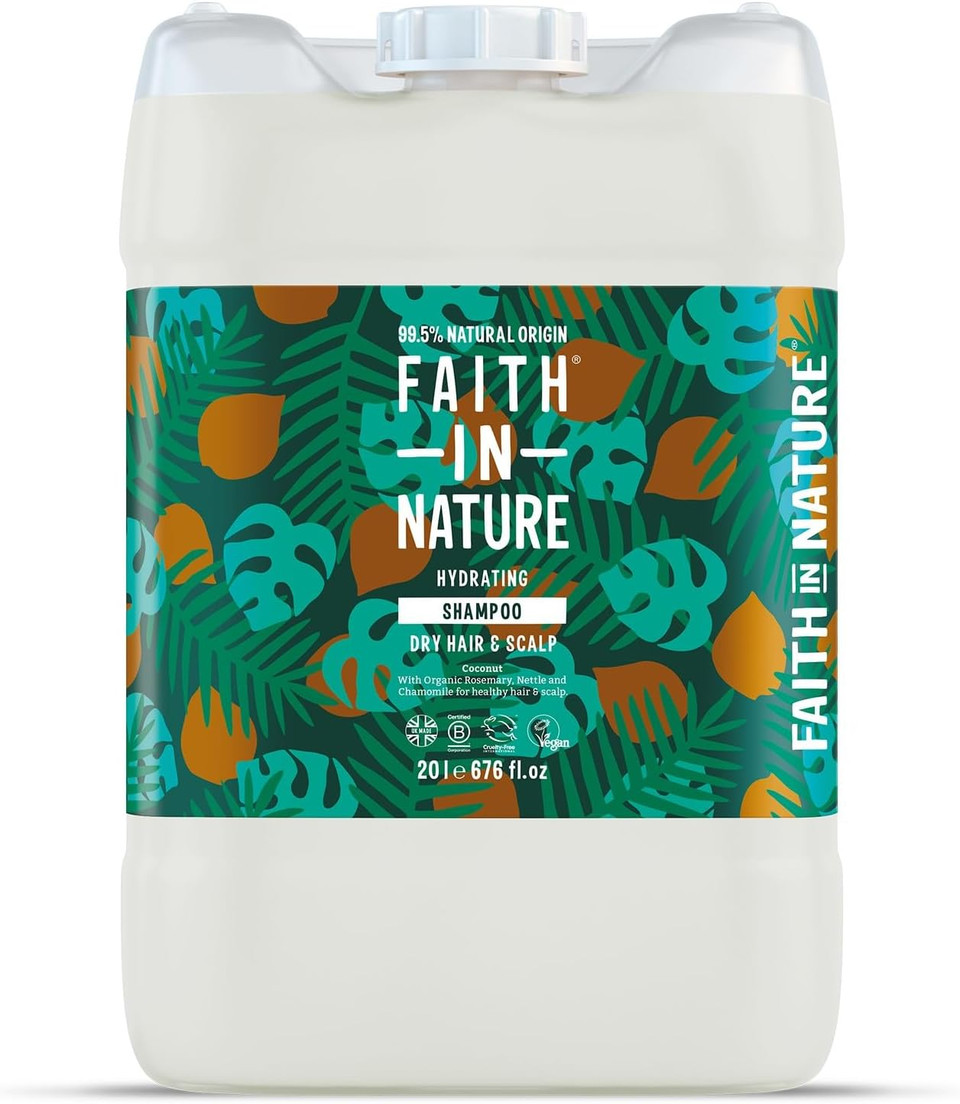 Faith In Nature Natural Shampoo - Vegan & Cruelty Free, No SLS or Parabens - 20L Refill Pack, Coconut