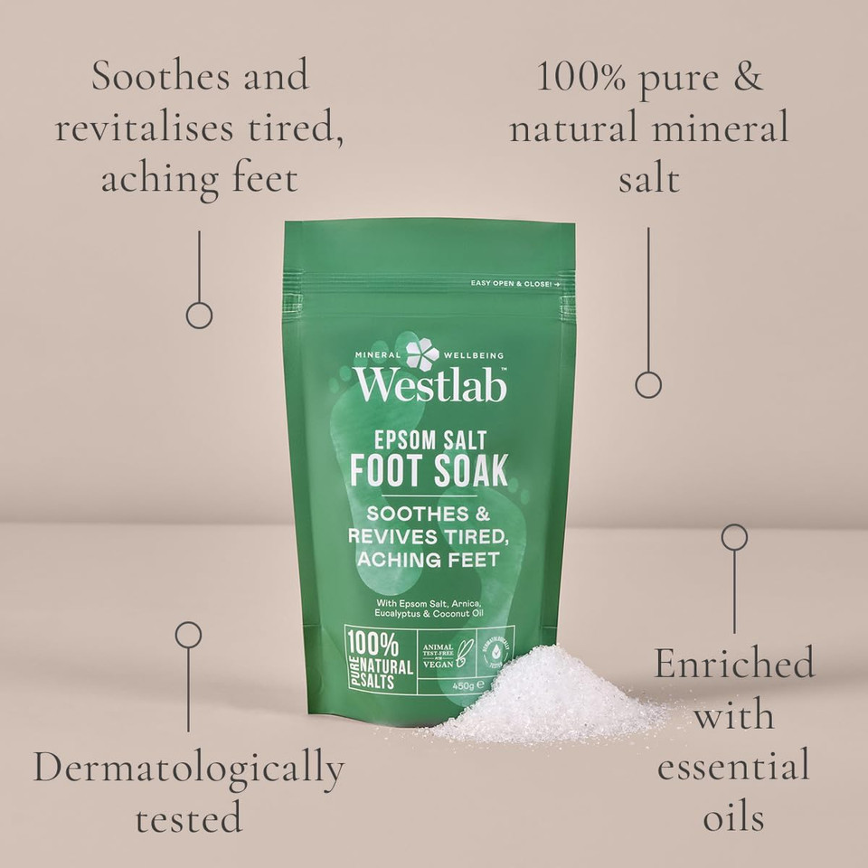 Westlab Epsom Foot Soak 450g - Soothes & Revives Tired, Aching Feet