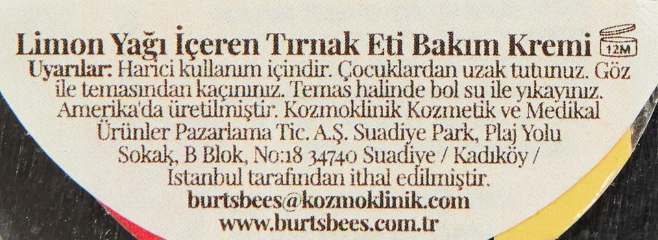 Burt's Bees Cuticle Cream For Nails, Sweet Almond Cuticle Oil With Cocoa Butter & Vitamin E, Lemon Scent, 15g