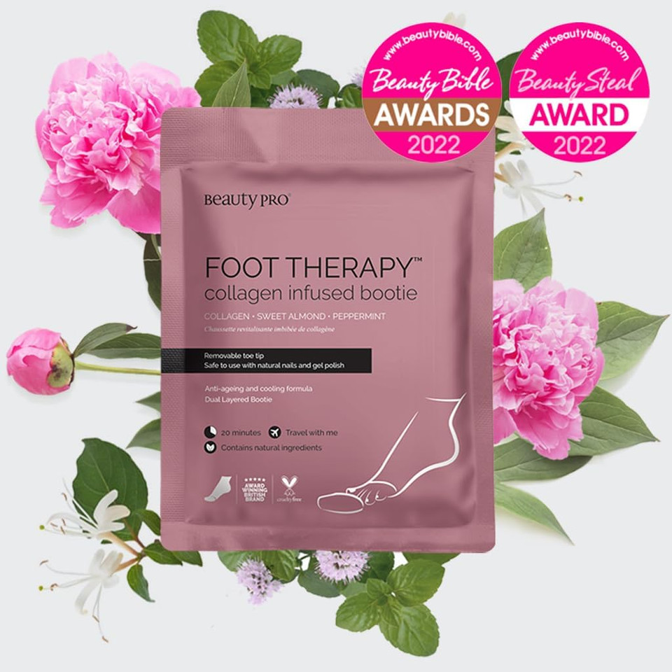 BEAUTYPRO FOOT THERAPY Intensely Moisturising Foot Mask Collagen Salicylic Acid & Argan Oil Natural Nourishing Foot Socks Removeable Toe Tips Vegan Treatment For Dry Feet Multi Award Winning Brand