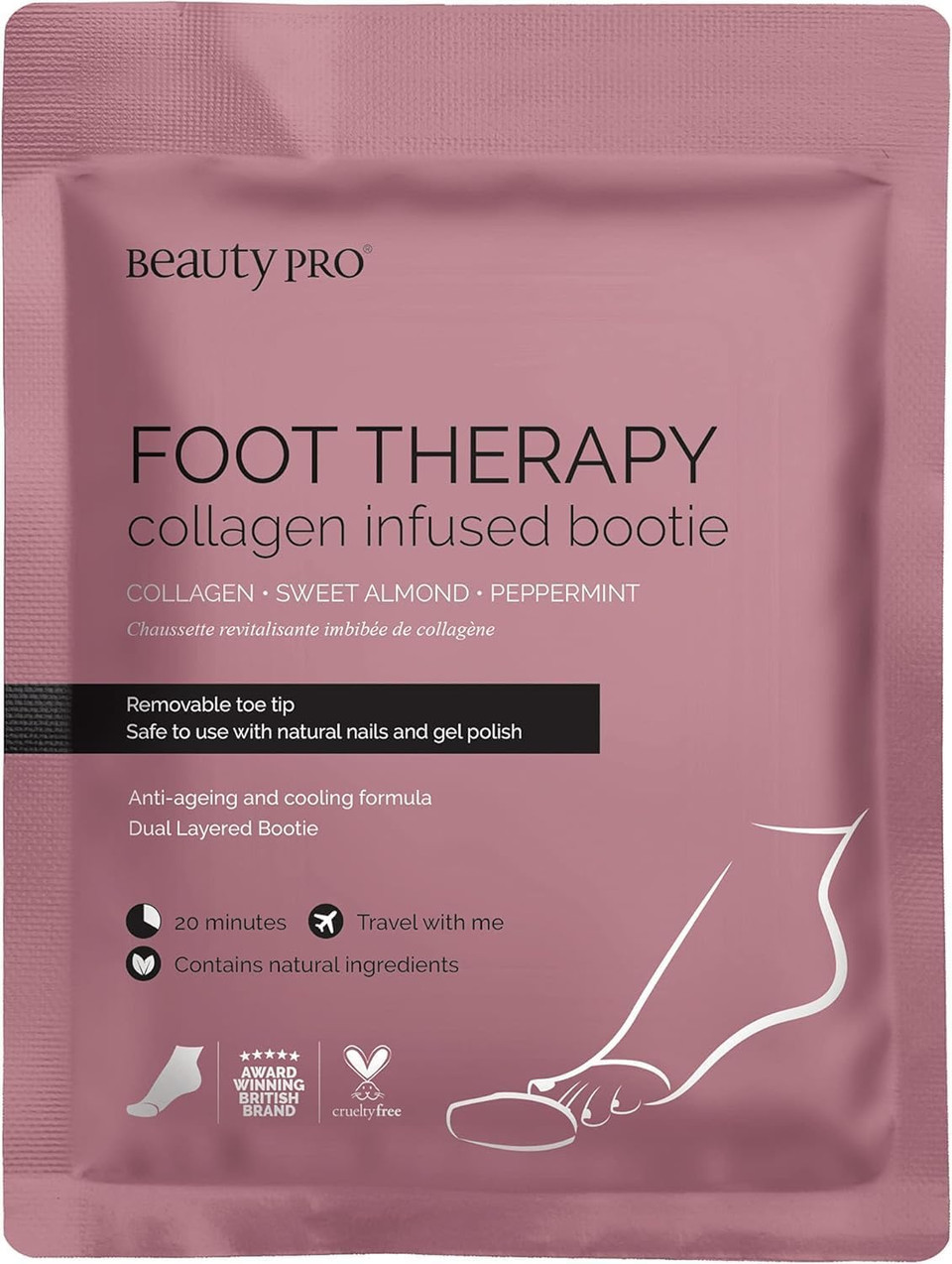 BEAUTYPRO FOOT THERAPY Intensely Moisturising Foot Mask Collagen Salicylic Acid & Argan Oil Natural Nourishing Foot Socks Removeable Toe Tips Vegan Treatment For Dry Feet Multi Award Winning Brand