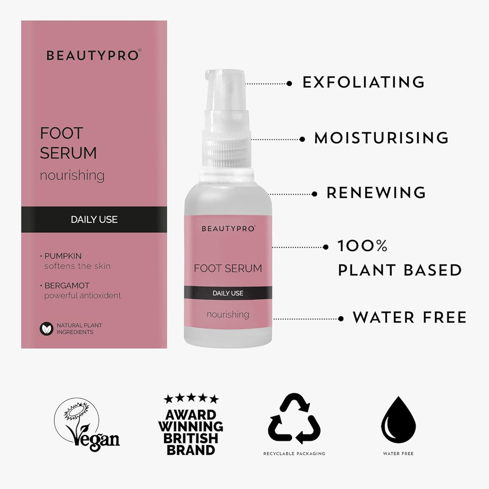 BEAUTYPRO FOOT SERUM Daily Cream Hydrate Nourish Renew 100% Plant Based Natural Vegan Skincare Multi Award Winning Brand 30ml
