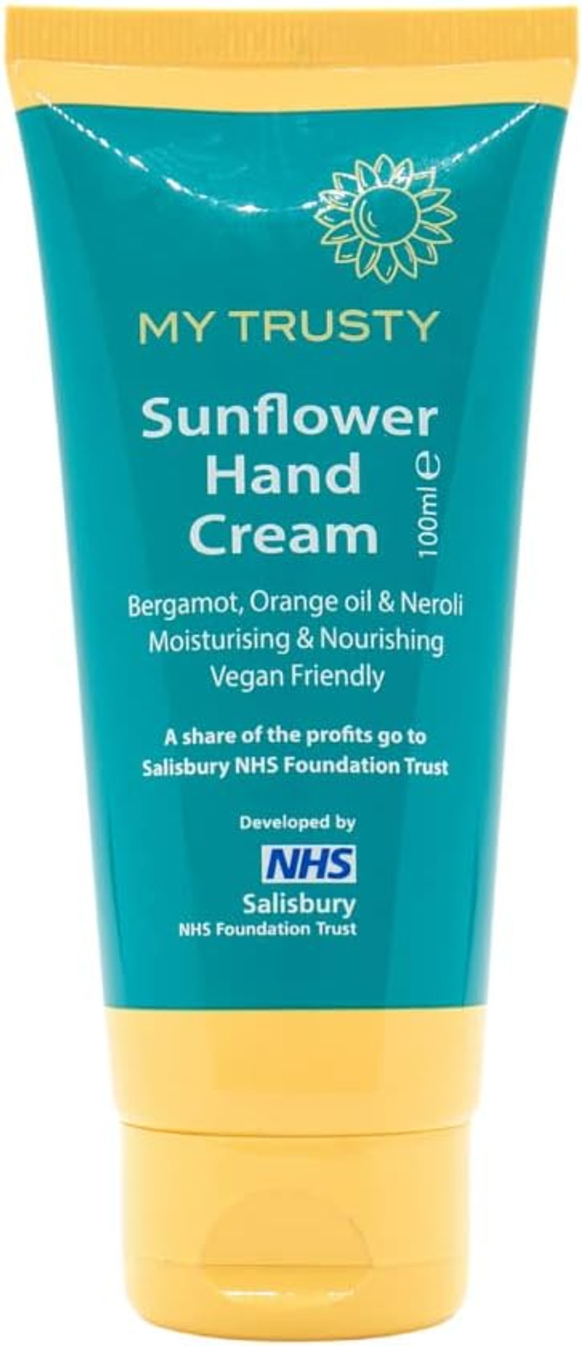 My Trusty Sunflower Hand Cream, Suitable for Dry Skin and Skin Prone to Eczema, Vegan Friendly with Natural Ingredients, Bergamot Orange and Neroli Scent, 100ml