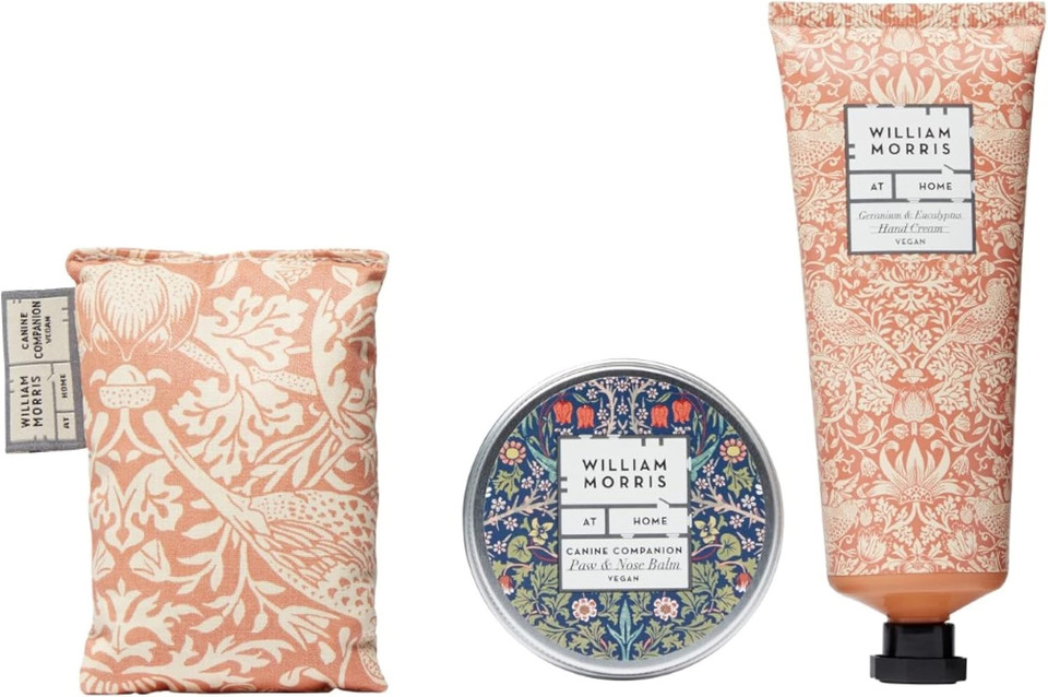 William Morris At Home Vegan Friendly Paws & Palms Essentials Kit (45g Paw & Nose Balm, 100ml Hand Cream, Hand Warmer), Multi, FG3847
