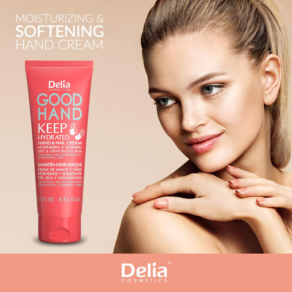 Delia Cosmetics - Good Hand Cream - Keep Hydrated Hand and Nail Cream - Moisturising and Softening - Shea Butter & Soya Oil - for Dehydrated, Dry Skin - 250 ml