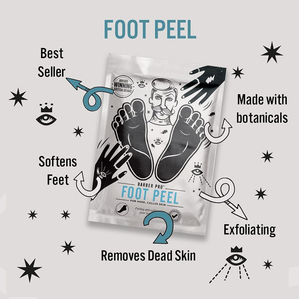 BARBER PRO FOOT PEEL Mask Exfoliating Socks Dead Skin Remover for Feet Natural Vegan Skincare Foot For Soft Feet Cracked Heel Repair Multi Award Winning Brand UK SIZE 10