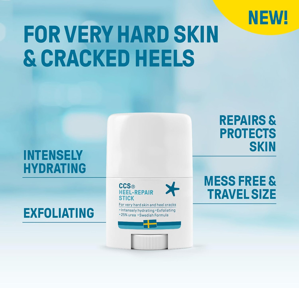 CCS Heel Repair Stick for very dry feet and cracked heels - 25% Urea effectively hydrates and softens dry feet 25ml