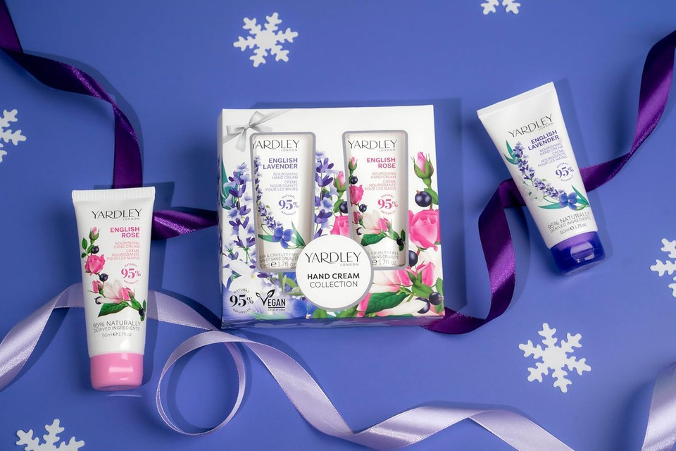 Yardley London English Lavender and English Rose Hand Cream Collection, with Patchouli for Moisturising and Hydrating Benefits 2x50ml
