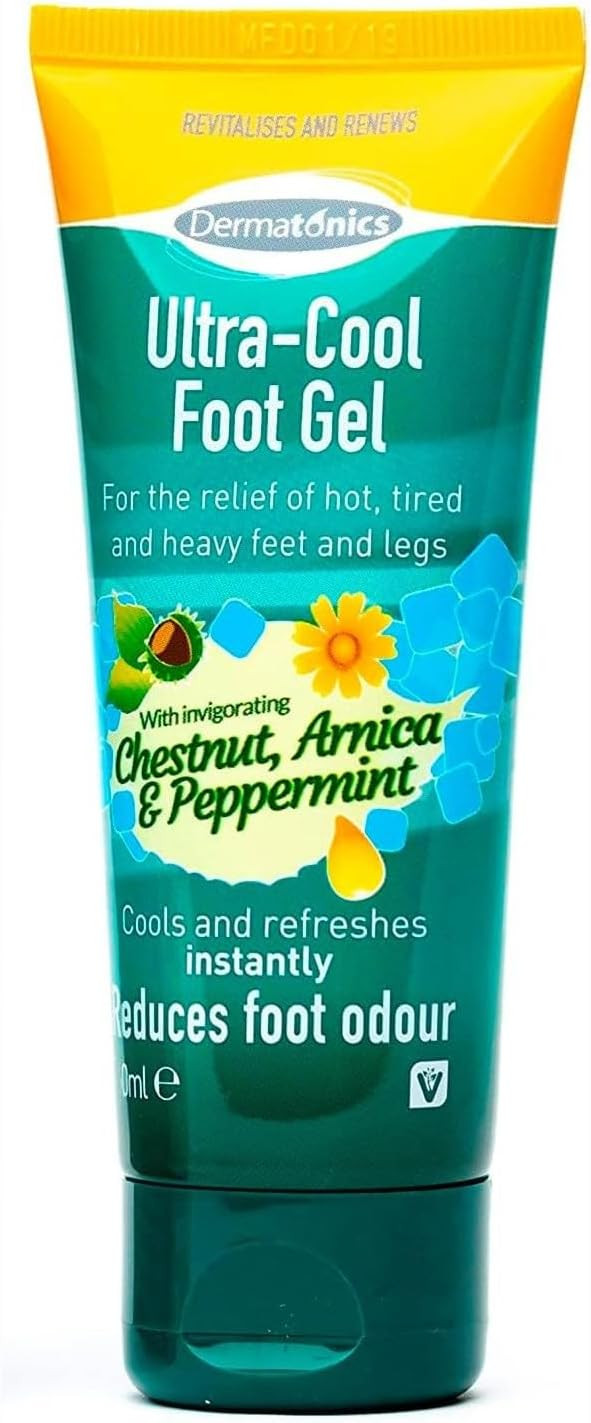 Dermatonics Ultra Cool Foot Gel | For the Relief of Hot, Tired and Heavy Feet and Legs | Suitable for Vegetarians | With Chestnut, Arnica, Peppermint and Manuka Honey | 70ml