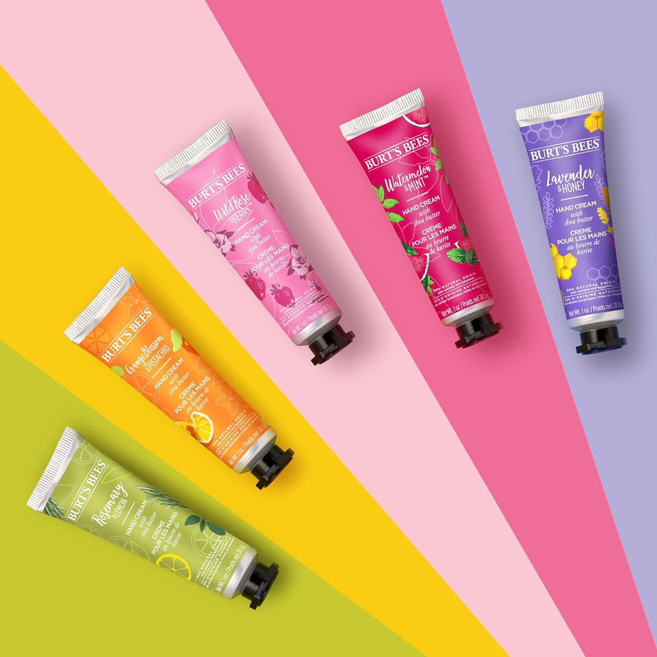 Burt's Bees Hand Cream Gift Set With Shea Butter, Lavender & Honey, Wild Rose & Berry and Watermelon & Mint, 3 Pack