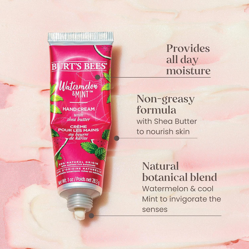 Burt's Bees Hand Cream Gift Set With Shea Butter, Lavender & Honey, Wild Rose & Berry and Watermelon & Mint, 3 Pack